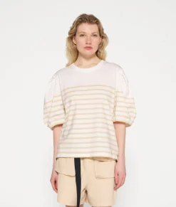 10DAYS T-Shirts^Balloon Sleeve Tee Stripes ecru/natural