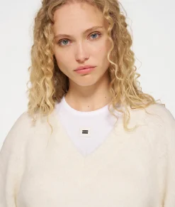 10DAYS Pullover^Cropped V-neck Sweater Knit light natural