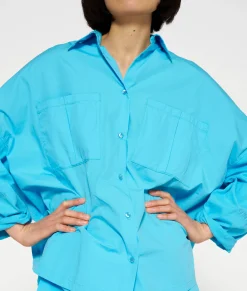 10DAYS Blusen^Oversized Shirt laguna blue