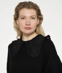 10DAYS Pullover^Short Sleeve Ruffle Knit Sweater black