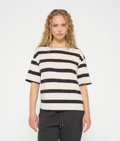 10DAYS T-Shirts^Short Sleeve Tee Stripe light natural/grey raven