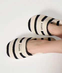 10DAYS Schuhe^Slippers Stripes ecru/black