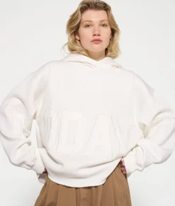 10DAYS Sweatshirts^Statement Hoodie Logo Patch ecru