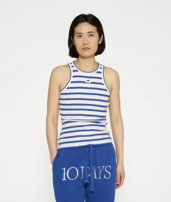 10DAYS Tops^Tank Top Rib Stripes ecru/true blue