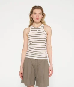 10DAYS Tops^Tank Top Rib Stripes ecru/sage