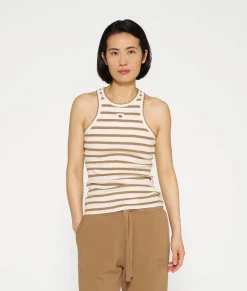 10DAYS Tops^Tank Top Rib Stripes ecru/cedar brown