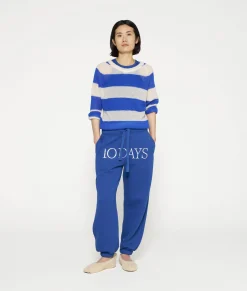 10DAYS Pullover^Thin Knit Sweater Stripes ecru/true blue