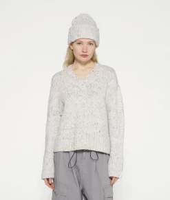 10DAYS Pullover^V-neck Knit Sweater Melee light grey melee